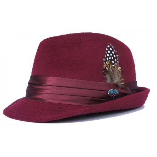 Bruno Capelo Burgundy Wool Blend Fedora Dress Hat FD-203